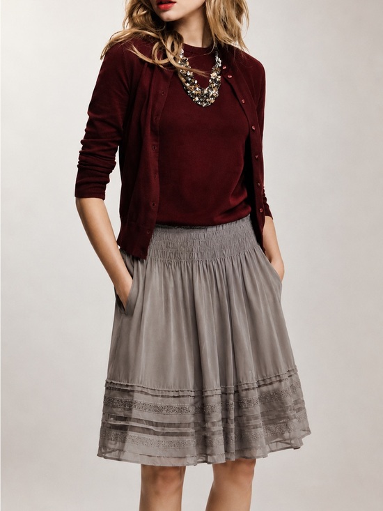 Blue Tassel Dresses & Skirts - Women's Chiffon A-Line Skirt - Light Gray (0106)
